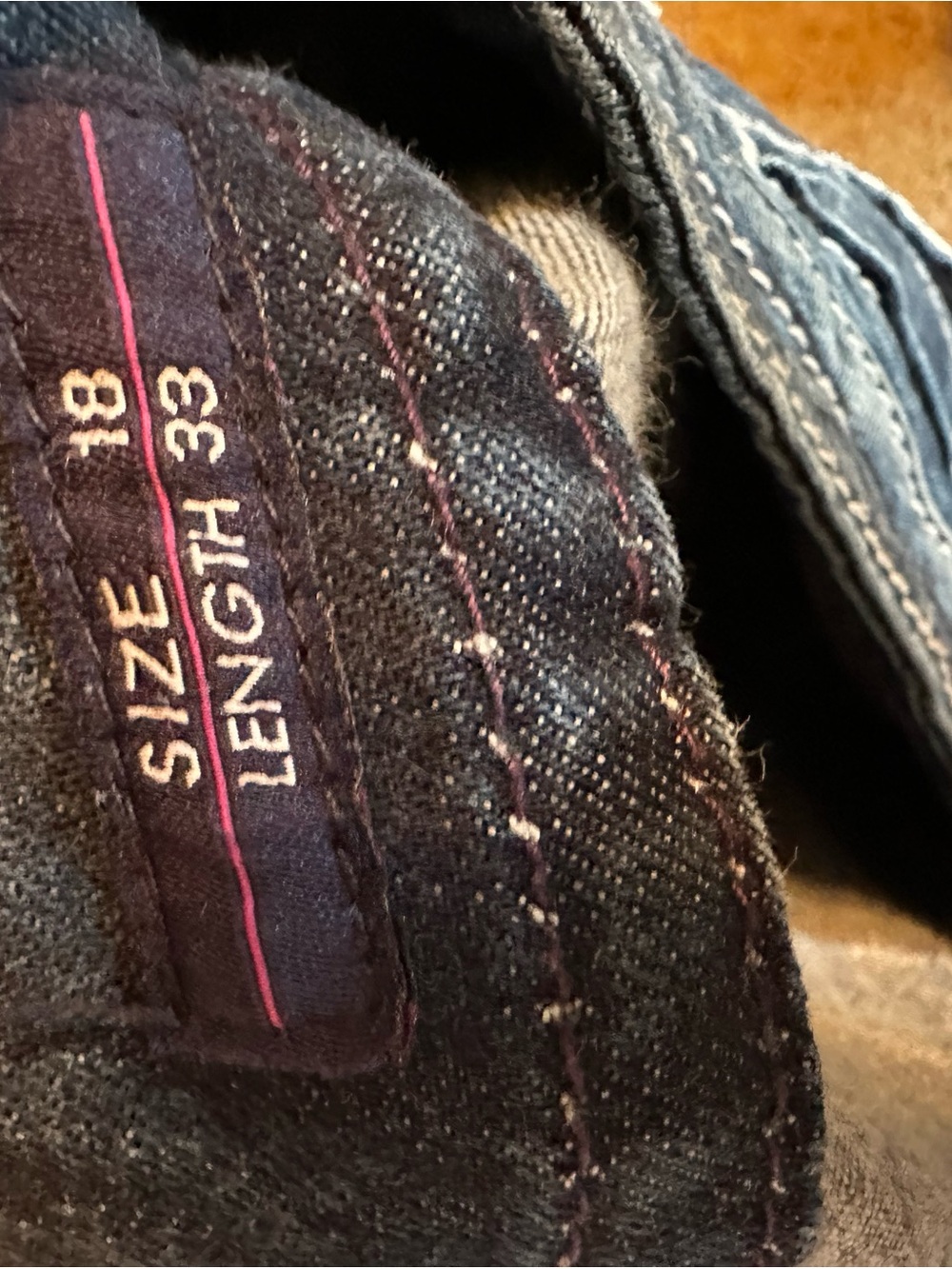 Vigoss The New York Flap Pocket Jeans Bold Stitch Dark Wash 18 33 EUC - Picture 6 of 7